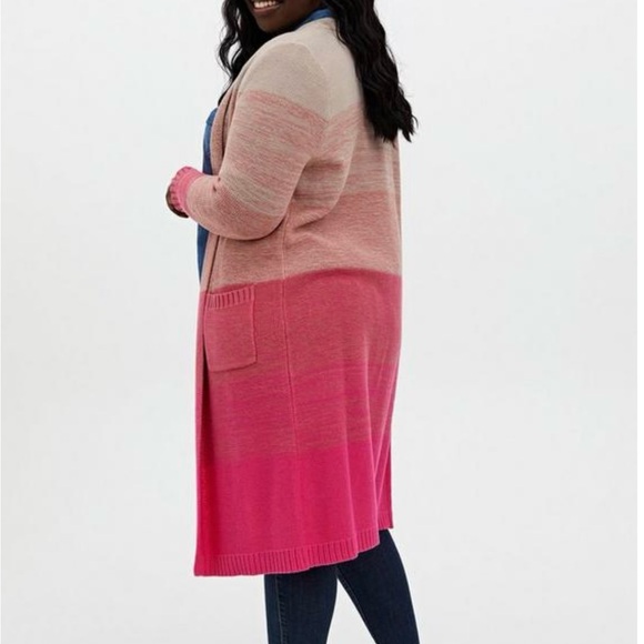 NWT Torrid size 6x (30W) Pink Ombre Stripe Slouchy Duster Sweater - Picture 2 of 6